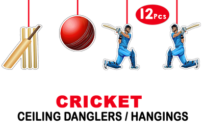 Cricket Theme Hangings / Danglers (12 Pcs) Non-Customised