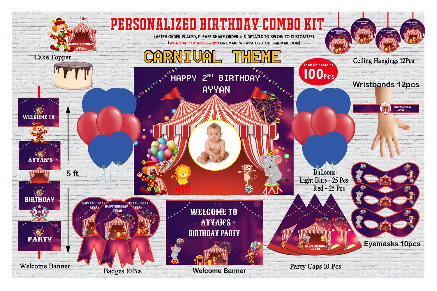 Carnival - Birthday Party Combo Kit 100Pcs