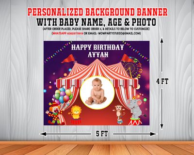 Carnival Backdrop / Background Banner With Baby Picture  (4ft x 5ft)
