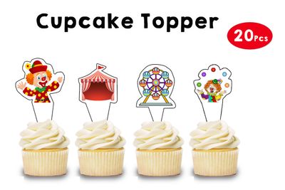 Carnival  Theme Cupcake Shape Topper (20 Pcs)