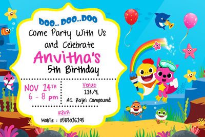 Baby Shark Invitation Cards (16 Pcs)