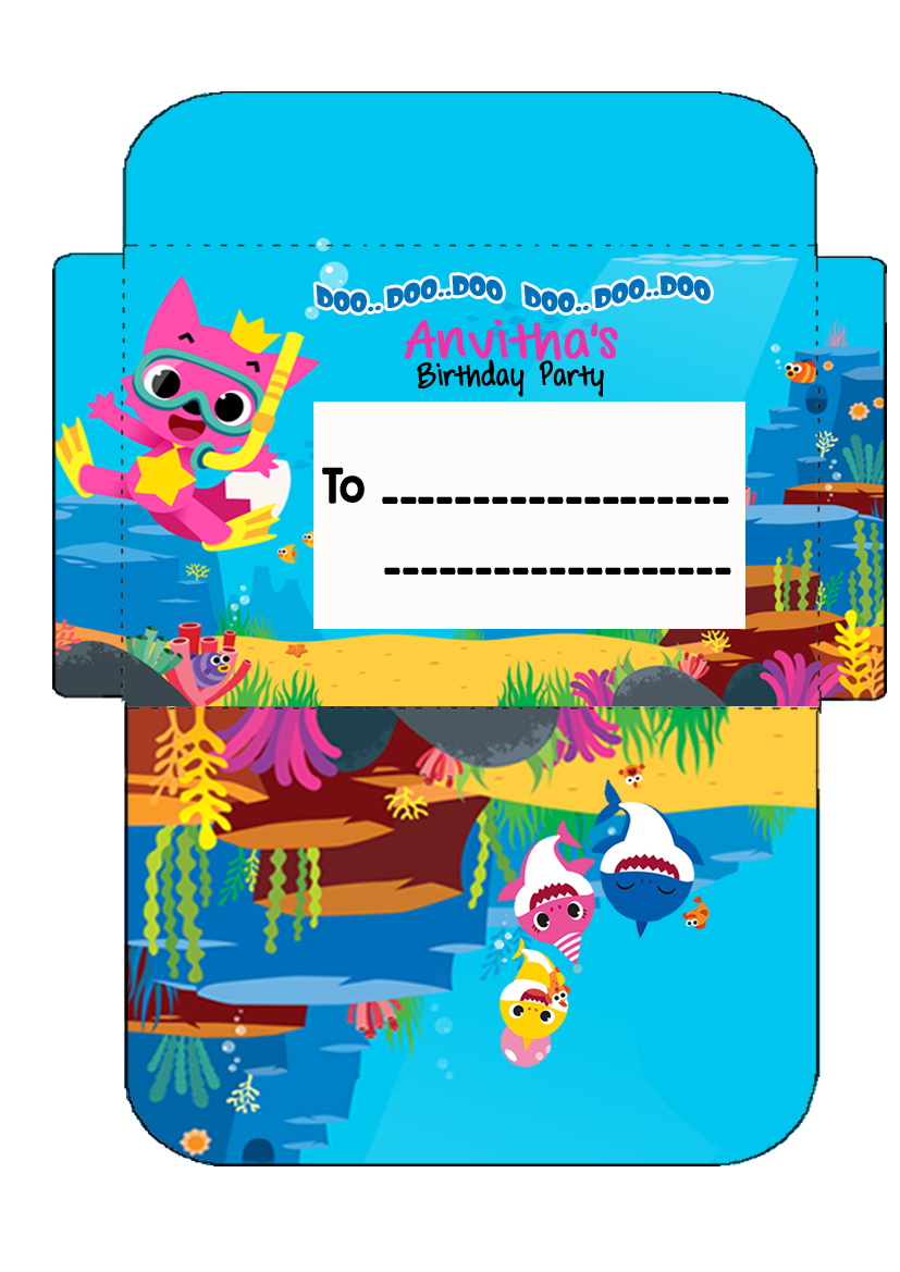 Baby Shark - Invitation Card Envelopes (16 Pcs)