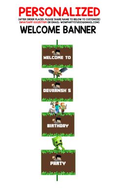 Minecraft - Door / Welcome Banner (5ft)