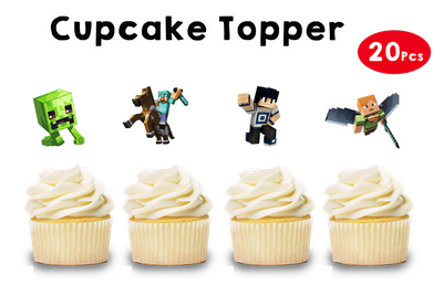 Minecraft Theme Cupcake Shape Topper (20 Pcs)