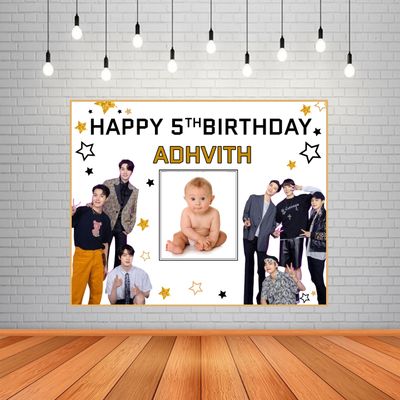 BTS Backdrop / Background Banner With Baby Picture  (4ft x 5ft)