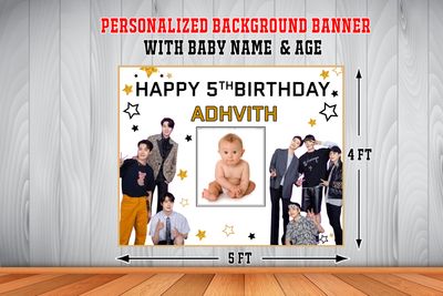 BTS Backdrop / Background Banner With Baby Picture  (4ft x 5ft)