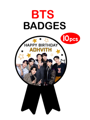 BTS Theme Birthday Badges (10 Pcs)