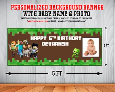 Minecraft Backdrop / Background Banner (2ft x 5ft)
