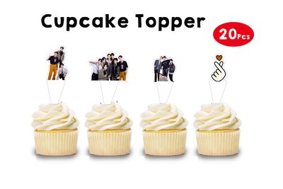 BTS Theme Cupcake Shape Topper (20 Pcs)