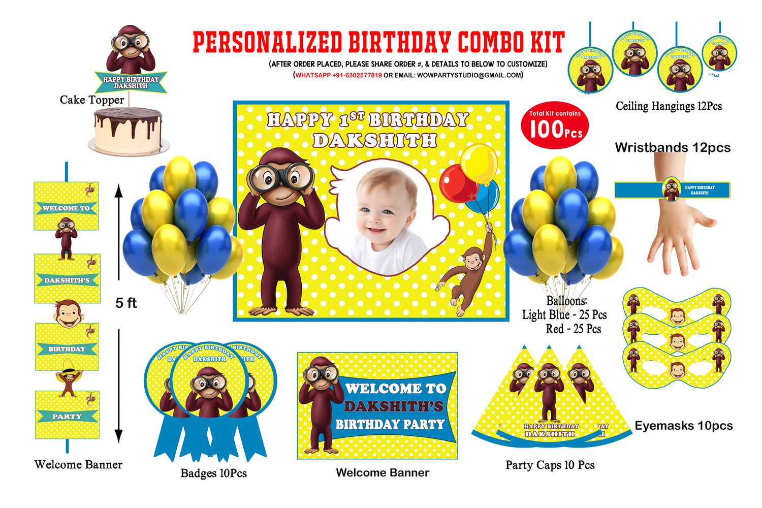 George - Birthday Party Combo Kit 100Pcs