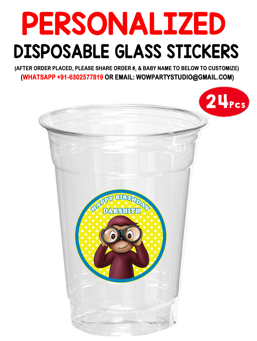 George Mocktail  Disposable Glass Stickers (24 Pcs)