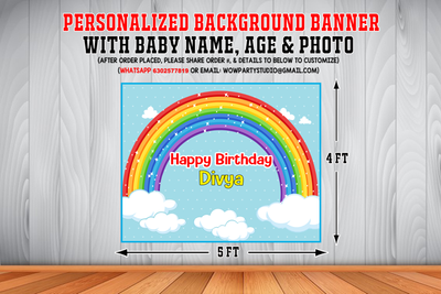 Rainbow Backdrop / Background Banner (4ft x 5ft)