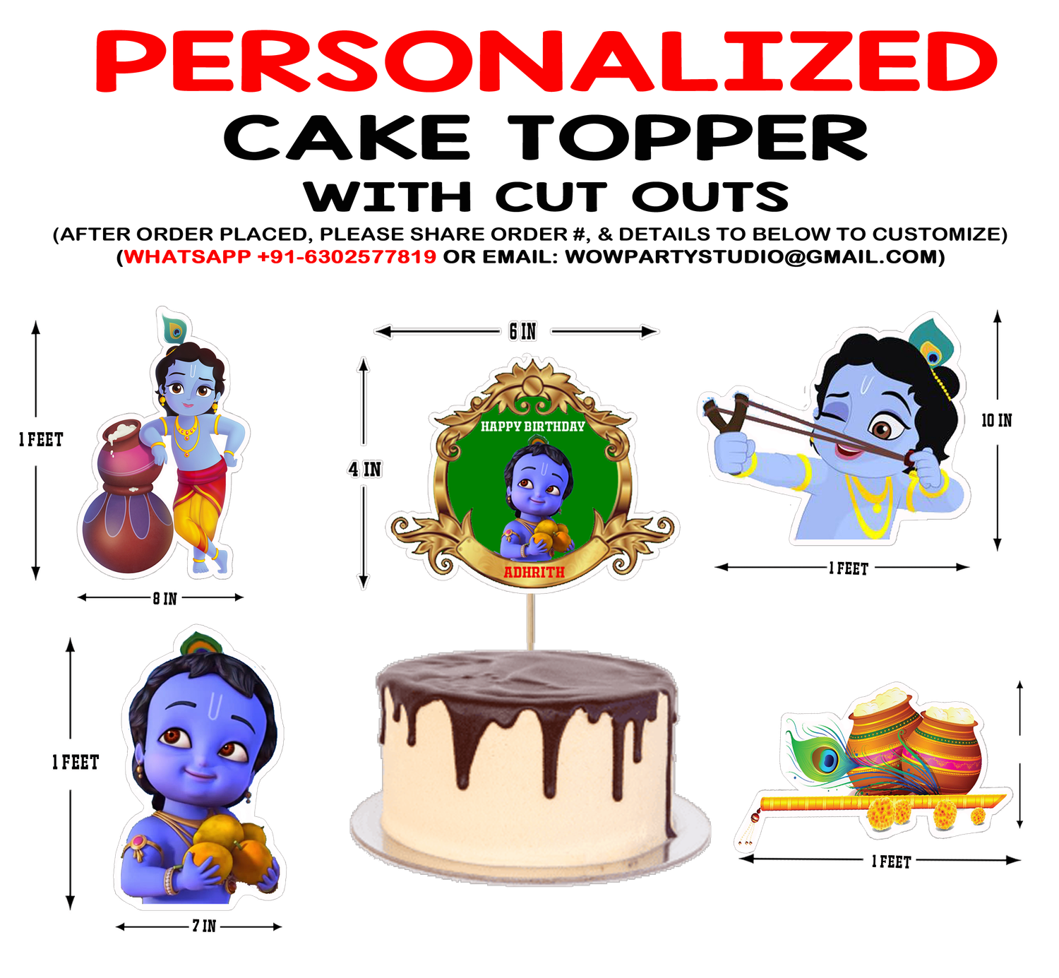 Little Krishna - Cake Topper Combo