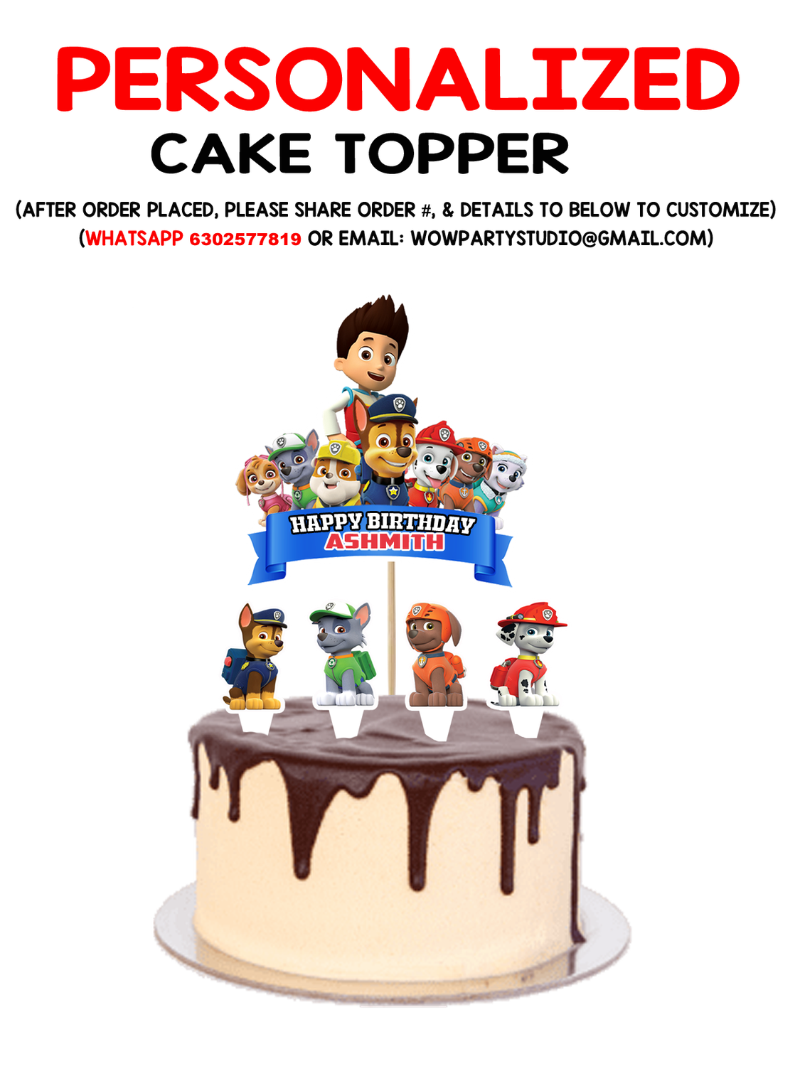 Paw Patrol - Cake Topper Set 5Pcs