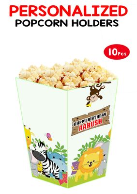 Jungle Safari Animals  Popcorn Boxes (10 Pcs)