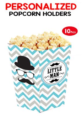 Little Man Theme Popcorn Boxes (10 Pcs)