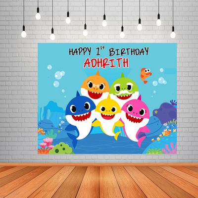 Baby Shark Backdrop / Background Banner (4ft x 5ft)
