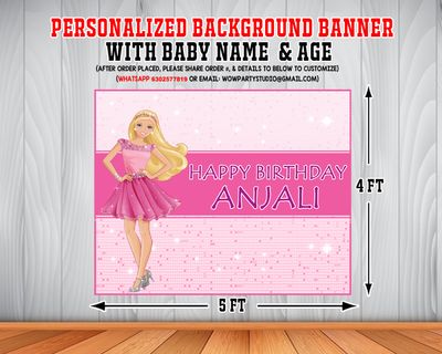 Barbie Backdrop / Background Banner (4ft x 5ft) #2