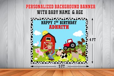 Farm Animals Backdrop / Background Banner (4ft x 5ft)
