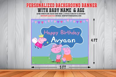 Peppa Pig Backdrop / Background Banner (4ft x 5ft)