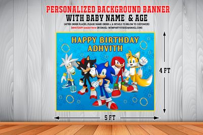 Sonic Theme Backdrop / Background Banner (4ft x 5ft)