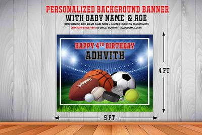 Sports Theme Backdrop / Background Banner (4ft x 5ft)