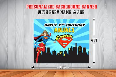 Super Girl Backdrop / Background Banner (4ft x 5ft)