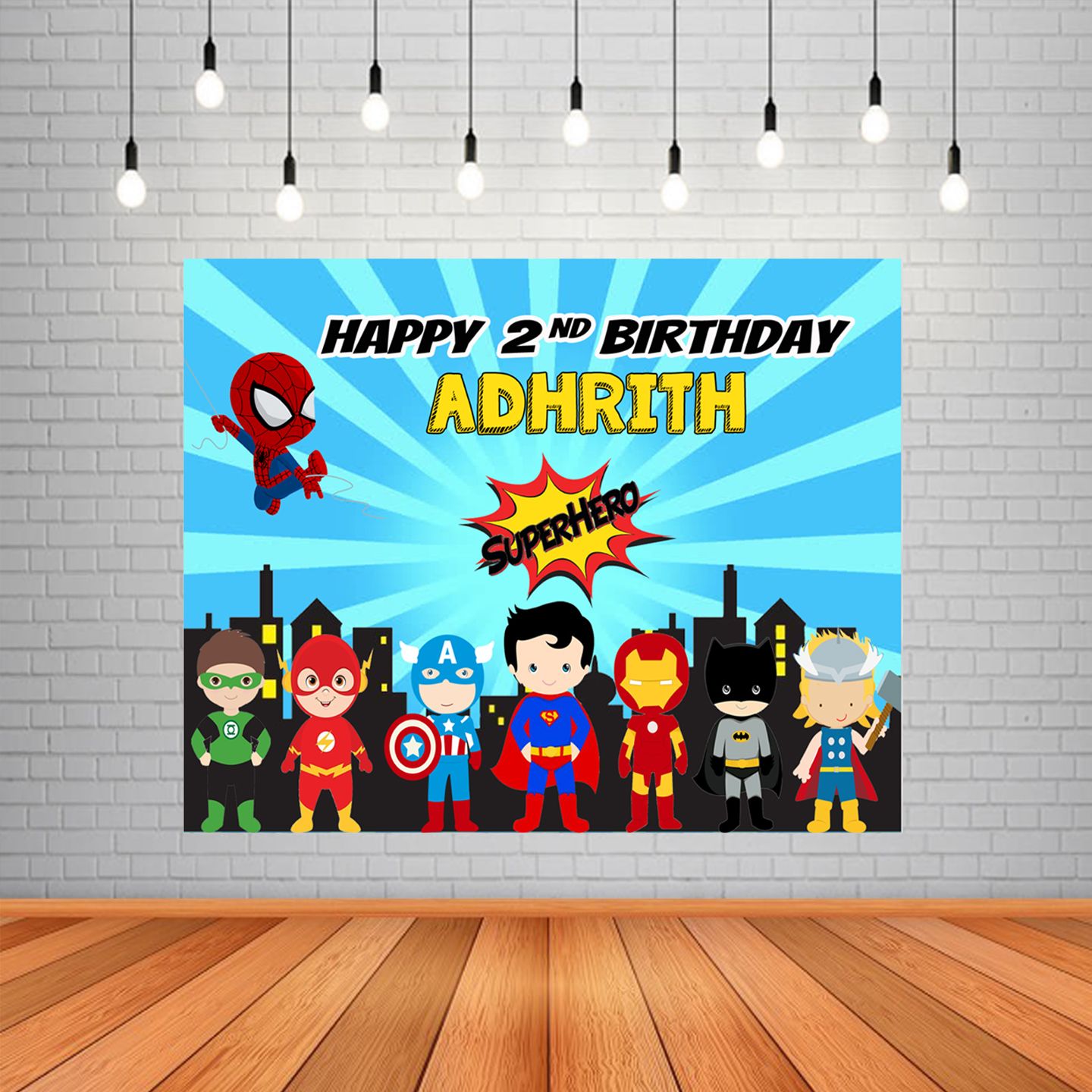 Super Hero Backdrop / Background Banner (4ft x 5ft)