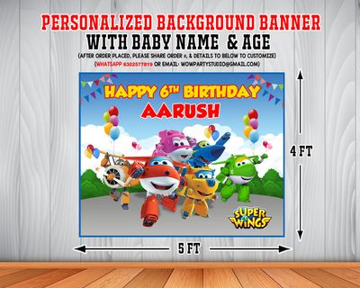 Super Wings Backdrop / Background Banner (4ft x 5ft)