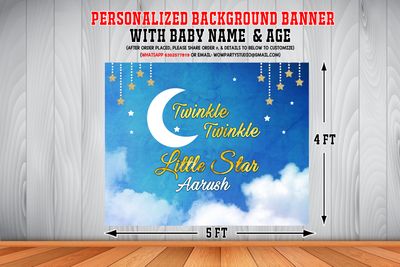 Twinkle Blue Little Star Backdrop / Background Banner (4ft x 5ft) #1