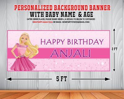 Barbie Background Banner (2ft x 5ft)