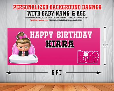 Boss Baby Girl Backdrop / Background Banner (2ft x 5ft)