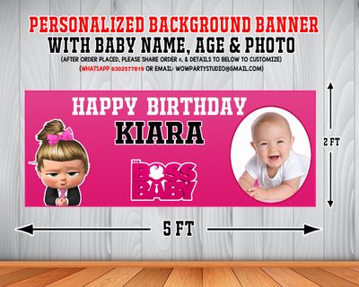 Boss Baby Girl Backdrop / Background Banner (2ft x 5ft)
