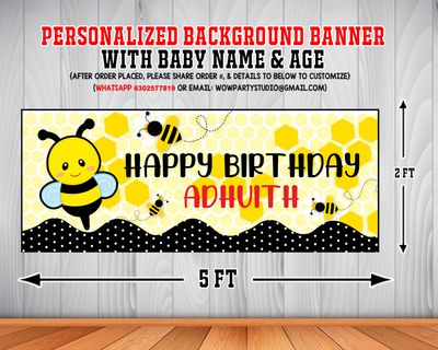 Honey Bee Background Banner (2ft x 5ft)