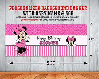 Minnie Mouse Backdrop / Background Banner (2ft x 5ft)