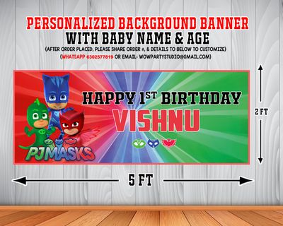 PJ Masks Backdrop / Background Banner (2ft x 5ft)