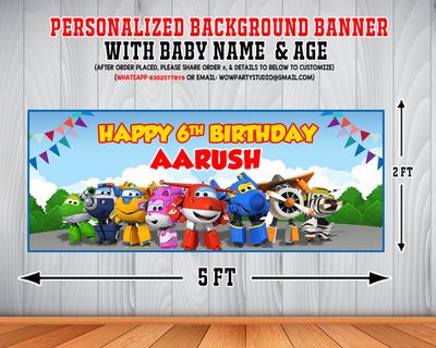Super Wings  Backdrop / Background Banner (2ft x 5ft)