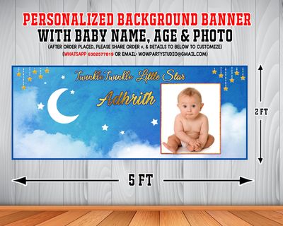 Twinkle Star-blue Backdrop / Background Banner (2ft x 5ft)