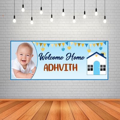 Welcome Home Backdrop / Background Banner (2ft x 5ft) - Blue