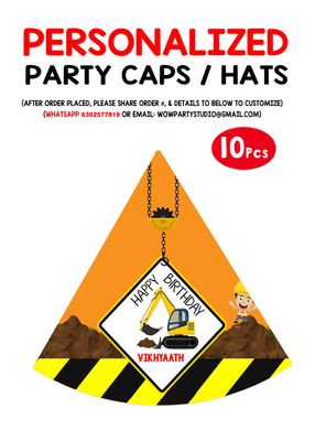 Construction Party Caps / Hats (10 Pcs)