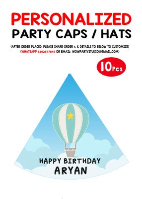 Hot Air Balloon Party Caps / Hats (10 Pcs)