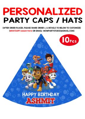 Paw Patrol Party Caps / Hats (10 Pcs)