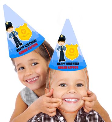 Police Theme Birthday Party Caps / Hats (10 Pcs)