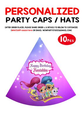 Shimmer &amp; Shine Party Caps / Hats (10 Pcs)