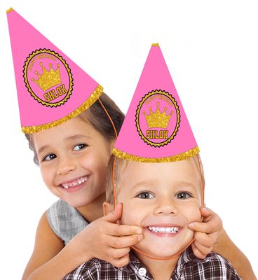 Royal Princess Pink Theme Birthday Party Caps / Hats (10 Pcs)