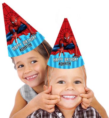 Spiderman Theme Party Caps / Hats (10 Pcs)