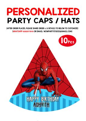 Spiderman Theme Party Caps / Hats (10 Pcs)