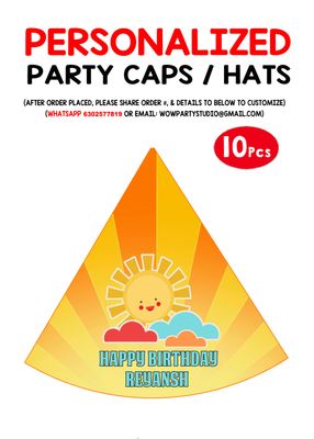 Sunshine Theme BirthdayParty Caps / Hats (10 Pcs)