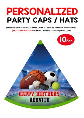 Sports Theme Party Caps / Hats (10 Pcs)