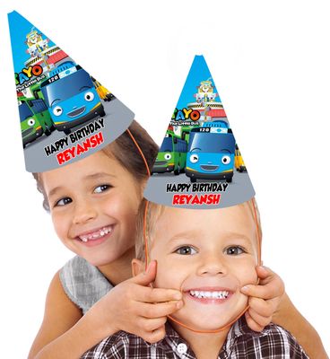 Tayo Bus Theme Birthday Party Caps / Hats (10 Pcs)